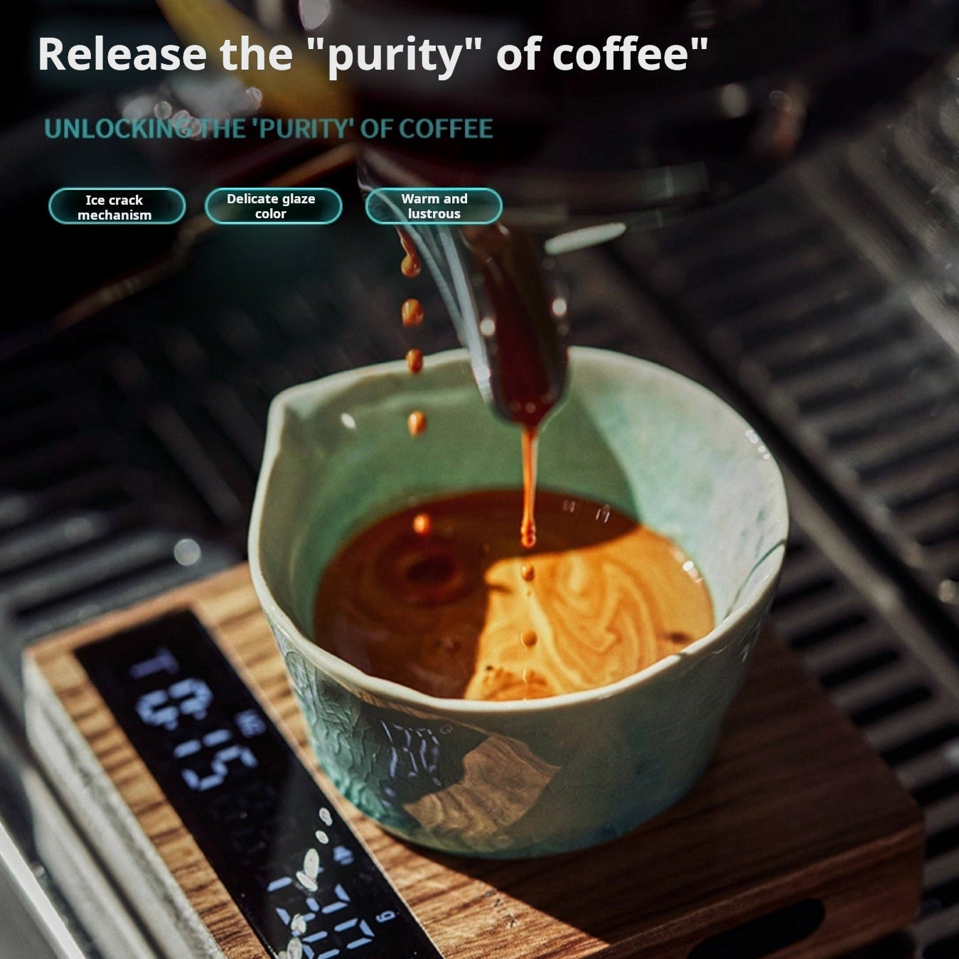 MUVNA espresso cup, ceramic ice crackle, ounce cup, measuring cup, smell tasting cup