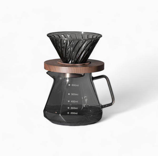 Kaffeezubereitungsset V60 mit Halter aus Walnussholz und Kanne zum Teilen